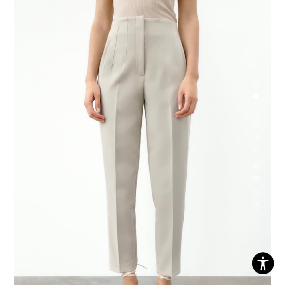 Zara High-Waisted Pants in Oyster White